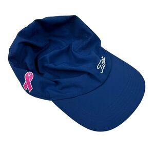 Titleist Womens Pink Ribbon Adjustable Navy Mesh Hat Cap Breast Cancer Awareness